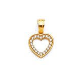 White CZ Heart Ladies Pendant in 14K Gold