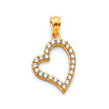 White CZ Heart Ladies Pendant in 14K Gold