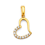 White CZ Heart Ladies Pendant in 14K Gold