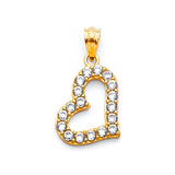 White CZ Heart Ladies Pendant in 14K Gold