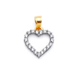 White CZ Heart Ladies Pendant in 14K Two-Tone Gold