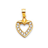 White CZ Heart Ladies Pendant in 14K Gold