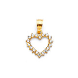 White CZ Heart Ladies Pendant in 14K Gold