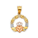 Heart Ladies Pendant in 14K Tri-Color Gold