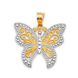 Butterfly Ladies Pendant in 14K Two-Tone Gold