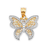 Butterfly Ladies Pendant in 14K Two-Tone Gold
