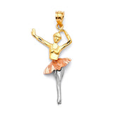 Figures Ladies Pendant in 14K Tri-Color Gold