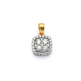 White CZ Ladies Pendant in 14K Two-Tone Gold