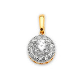 White CZ Ladies Pendant in 14K Two-Tone Gold
