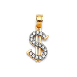 White CZ Symbols Pendant in 14K Two-Tone Gold