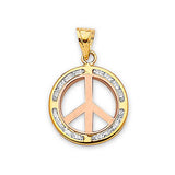 White CZ Symbols Pendant in 14K Two-Tone Gold