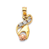 Flower Pendant in 14K Tri-Color Gold