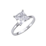 White CZ High-Polish Engagement Ring in 14K White Gold