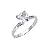White CZ High-Polish Engagement Ring in 14K White Gold