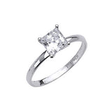 White CZ High-Polish Engagement Ring in 14K White Gold
