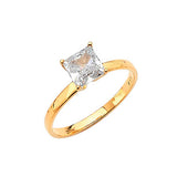 White CZ High-Polish Engagement Ring in 14K Gold
