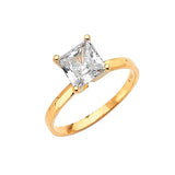 White CZ High-Polish Engagement Ring in 14K Gold