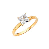 White CZ High-Polish Engagement Ring in 14K Gold
