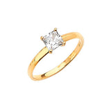 White CZ High-Polish Engagement Ring in 14K Gold