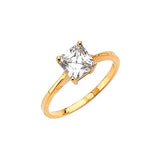 White CZ High-Polish Engagement Ring in 14K Gold
