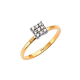 White CZ High-Polish Engagement Ring in 14K Two-Tone Gold