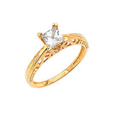 White CZ High-Polish Engagement Ring in 14K Gold