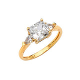 White CZ High-Polish Engagement Ring in 14K Gold