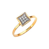 White CZ High-Polish Engagement Ring in 14K Two-Tone Gold