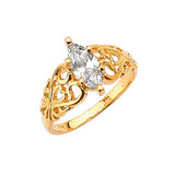 White CZ High-Polish Engagement Ring in 14K Gold