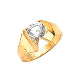 White CZ High-Polish Engagement Ring in 14K Gold