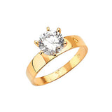 White CZ High-Polish Engagement Ring in 14K Gold