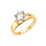 White CZ High-Polish Engagement Ring in 14K Gold
