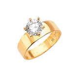 White CZ High-Polish Engagement Ring in 14K Gold
