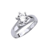 White CZ High-Polish Engagement Ring in 14K White Gold