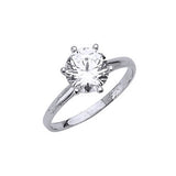 White CZ High-Polish Engagement Ring in 14K White Gold