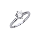 White CZ High-Polish Engagement Ring in 14K White Gold