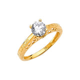 White CZ High-Polish Engagement Ring in 14K Gold
