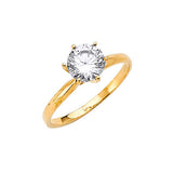 White CZ High-Polish Engagement Ring in 14K Gold