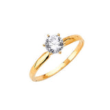 White CZ High-Polish Engagement Ring in 14K Gold