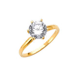 White CZ High-Polish Engagement Ring in 14K Gold