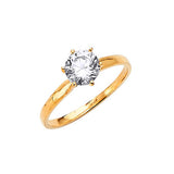 White CZ High-Polish Engagement Ring in 14K Gold