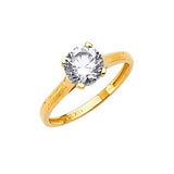 White CZ High-Polish Engagement Ring in 14K Gold