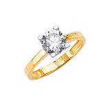 White CZ High-Polish Engagement Ring in 14K Two-Tone Gold