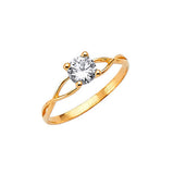 White CZ High-Polish Engagement Ring in 14K Gold
