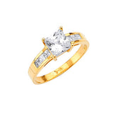 White CZ High-Polish Engagement Ring in 14K Gold