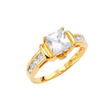 White CZ Pave Engagement Ring in 14K Gold