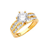 White CZ Pave Engagement Ring in 14K Gold