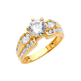 White CZ Pave Engagement Ring in 14K Gold