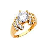 White CZ Pave Engagement Ring in 14K Gold