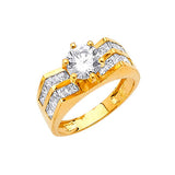 White CZ Pave Engagement Ring in 14K Gold